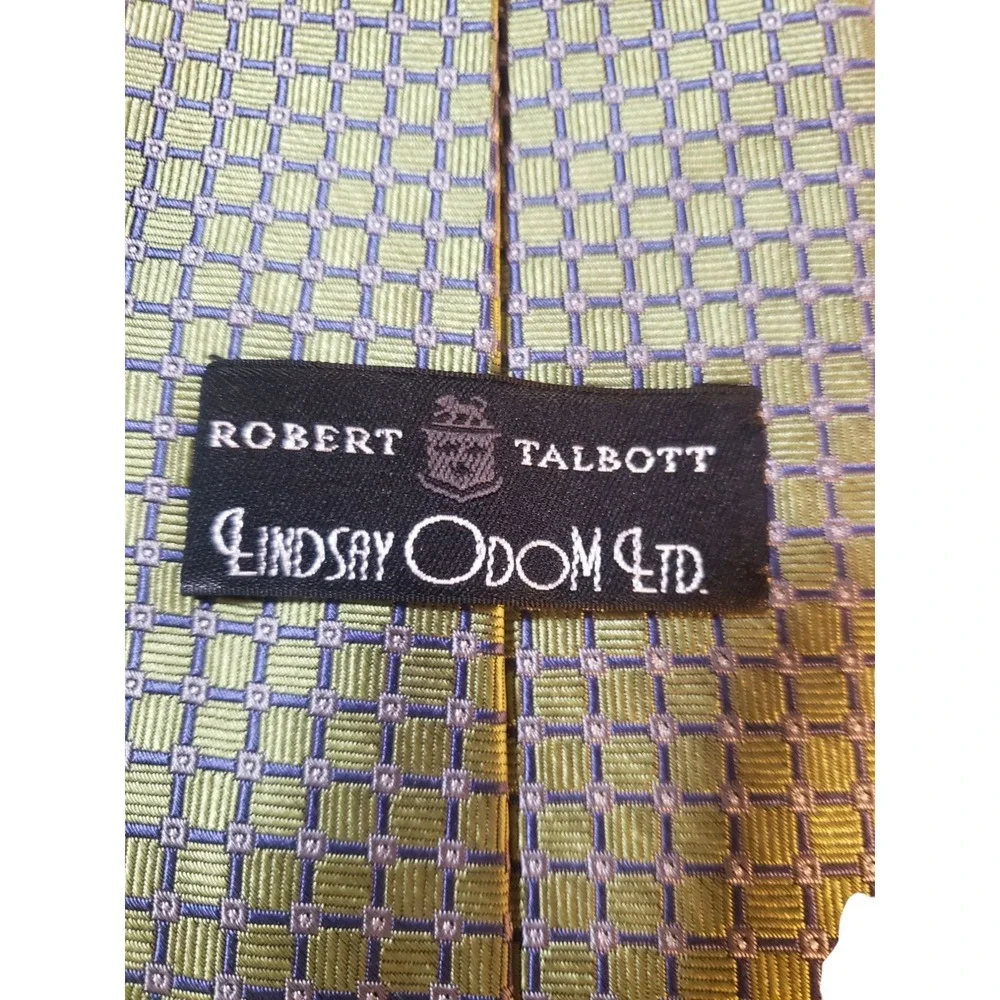 Robert Talbott by Lindsay Odom‎ Mens Tie Necktie Designer Green Blue Geometric